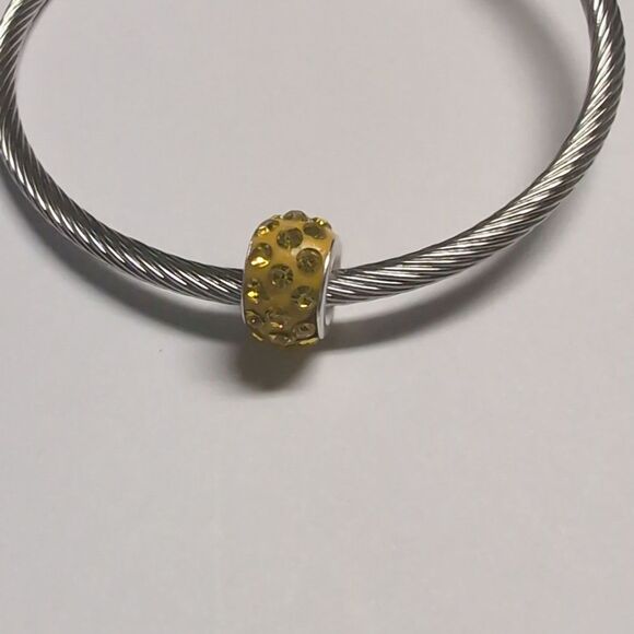 Yellow Rhinestones Charm for Pandora Style Bracelet‎ - Picture 1 of 4